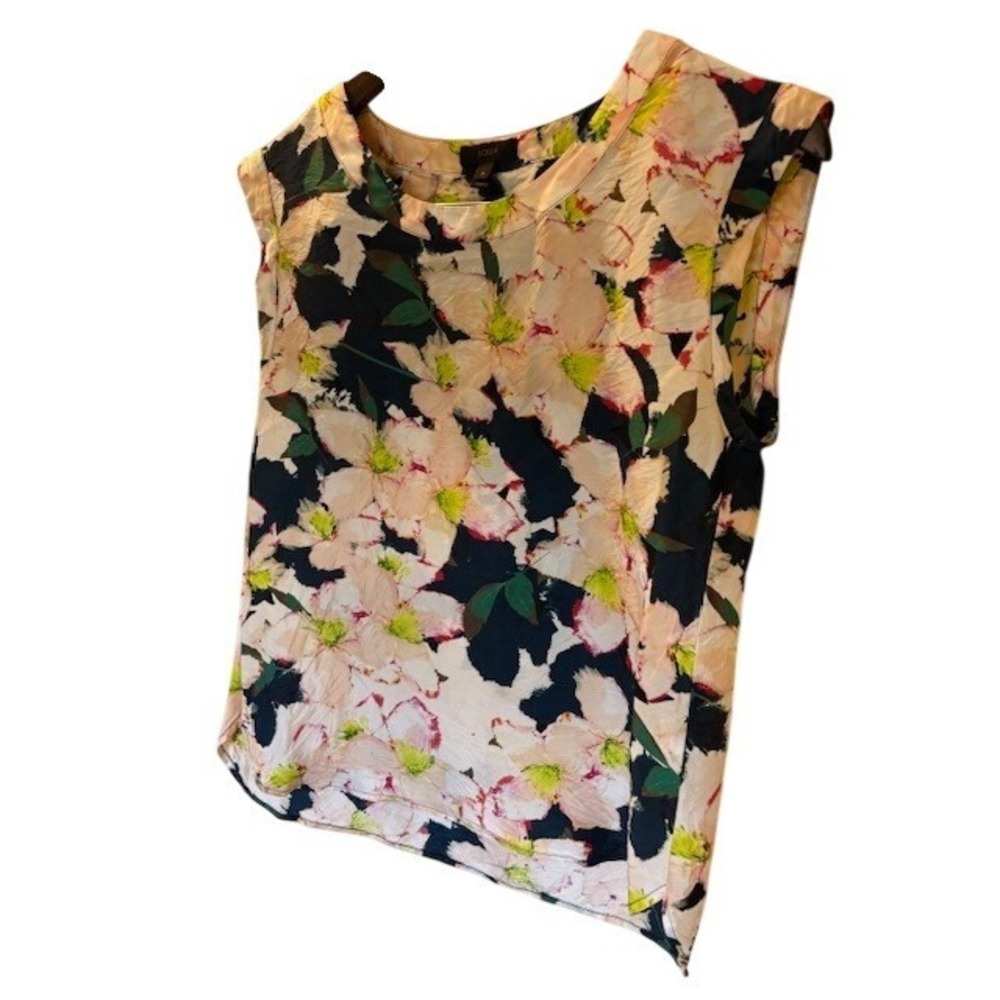 J.Crew Women Floral 100% Silk Sleeveless Blouse Top Size 4